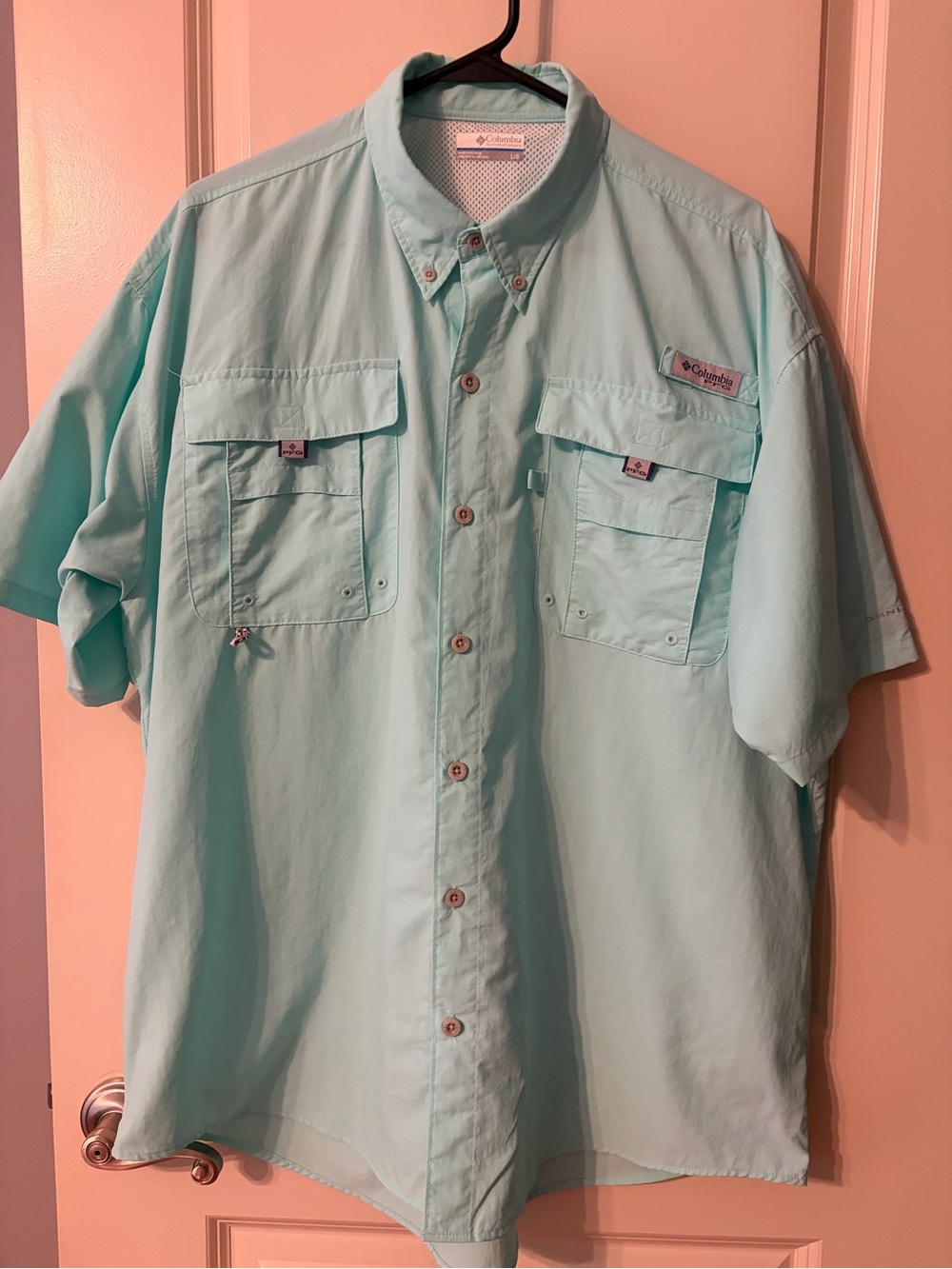 Columbia Men’s Short-Sleeve Button-Down Shirt in Mint